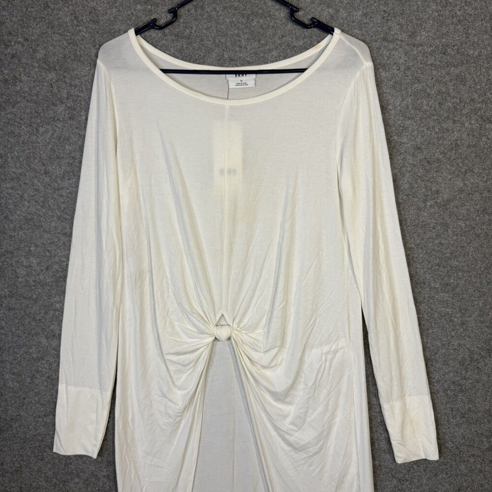 DKNY $89‎ Women's Long Sleeve White Knot Tie Cover Up Modal Cotton Size XS NEW
